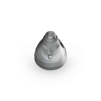 The Closed Smokey Dome Medium is a gray plastic item with a wide base and oval openings, shown on a white background.